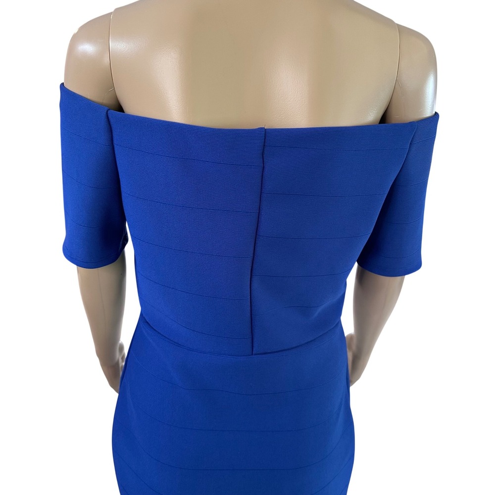Fashion Nova Royal Blue Off The Shoulder Bodycon Dress Size L Elastic Stretch - Picture 4 of 7